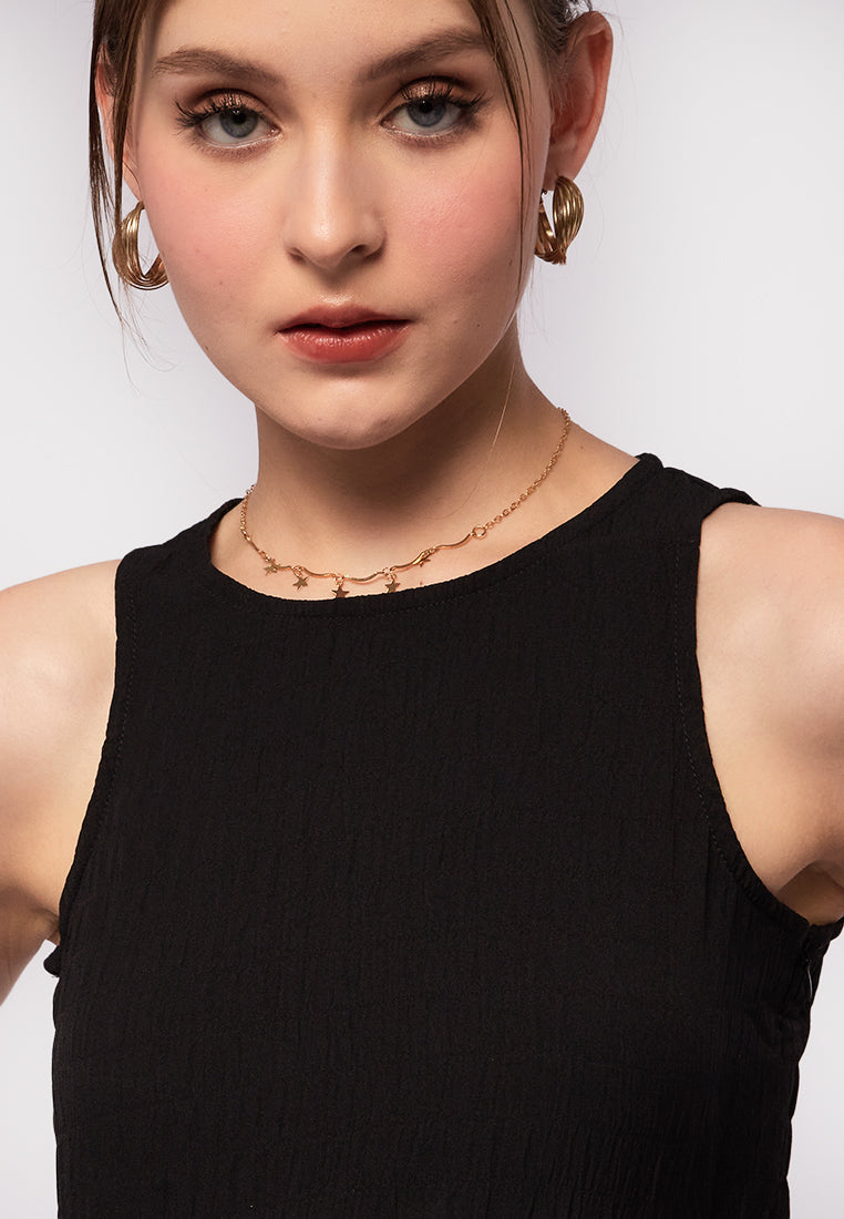 Sleeveless Textured Crop Top