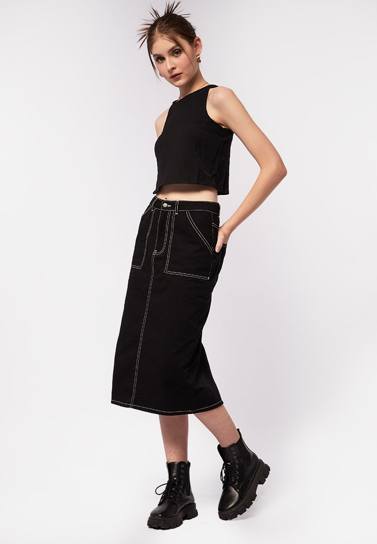 Sleeveless Textured Crop Top