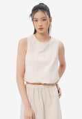 Sleeveless Drawstring Cropped Top Sand