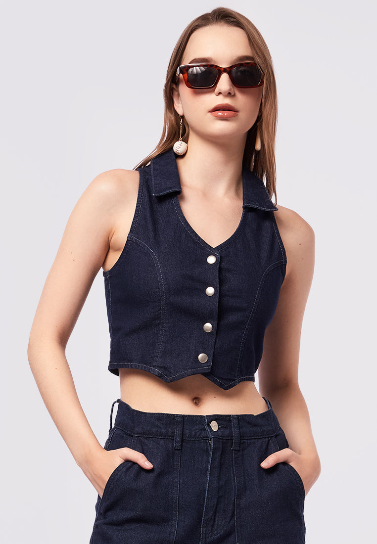 Fitted Denim Waistcoat