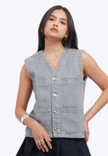 Contrast Stitching Denim Vest