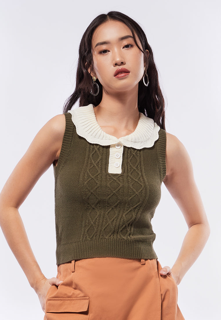 Polo Collar Knit Vest
