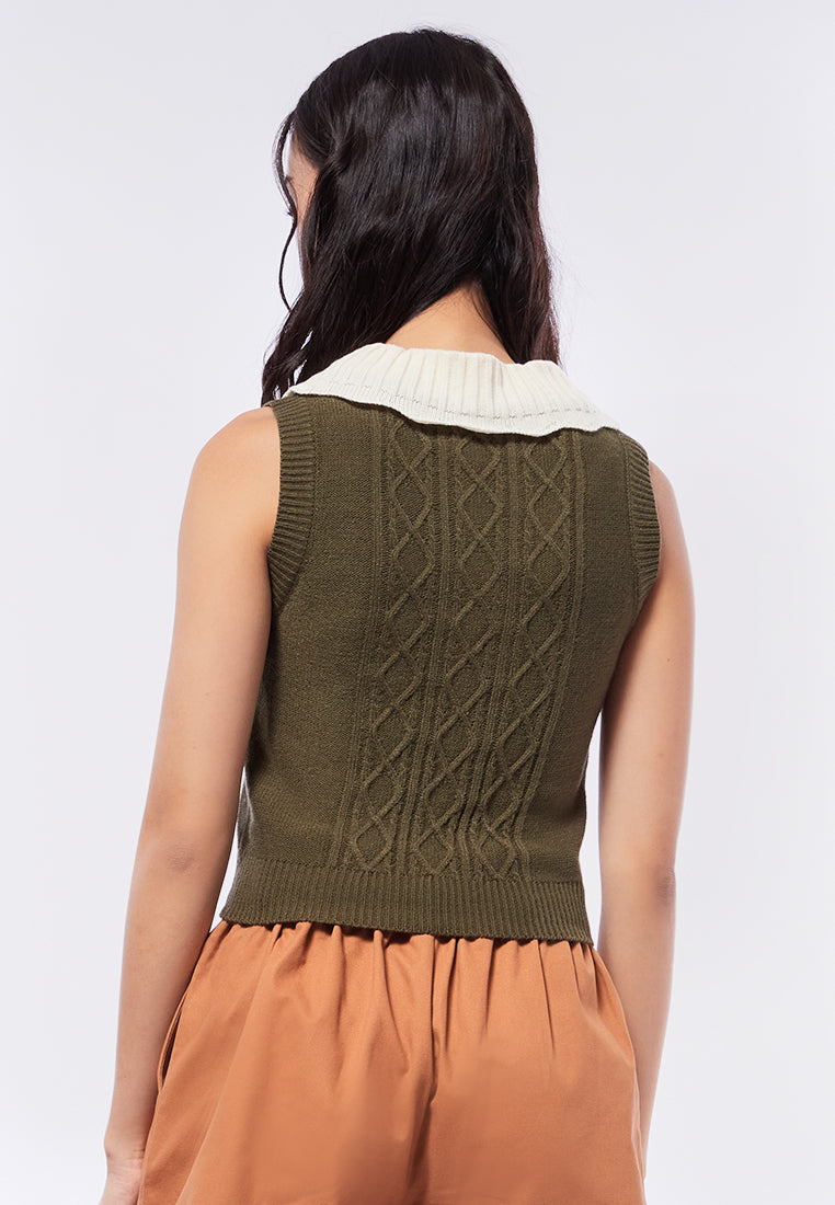 Polo Collar Knit Vest