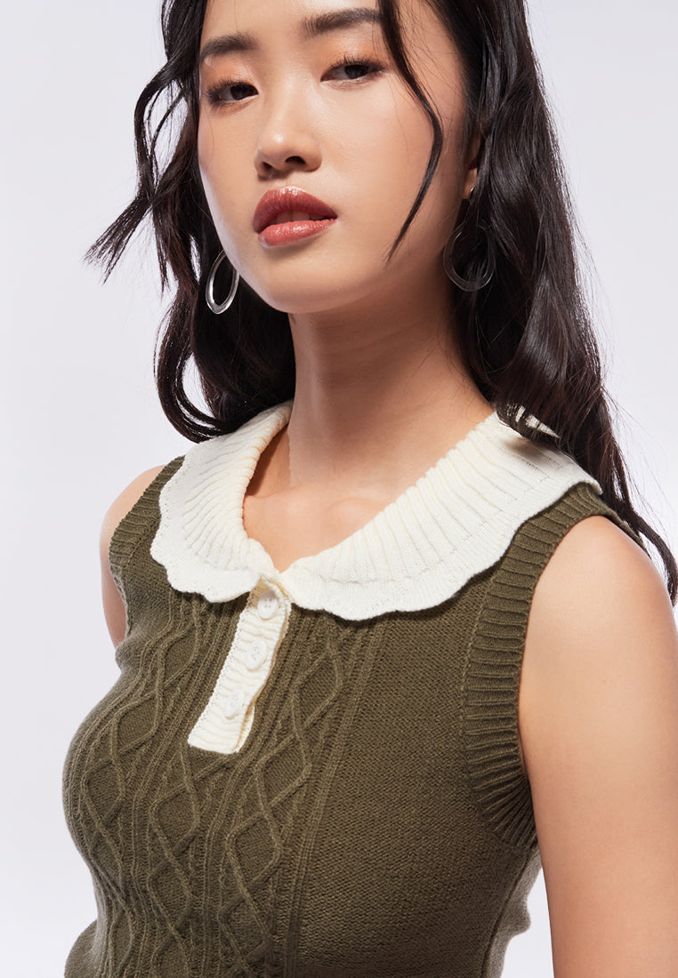 Polo Collar Knit Vest