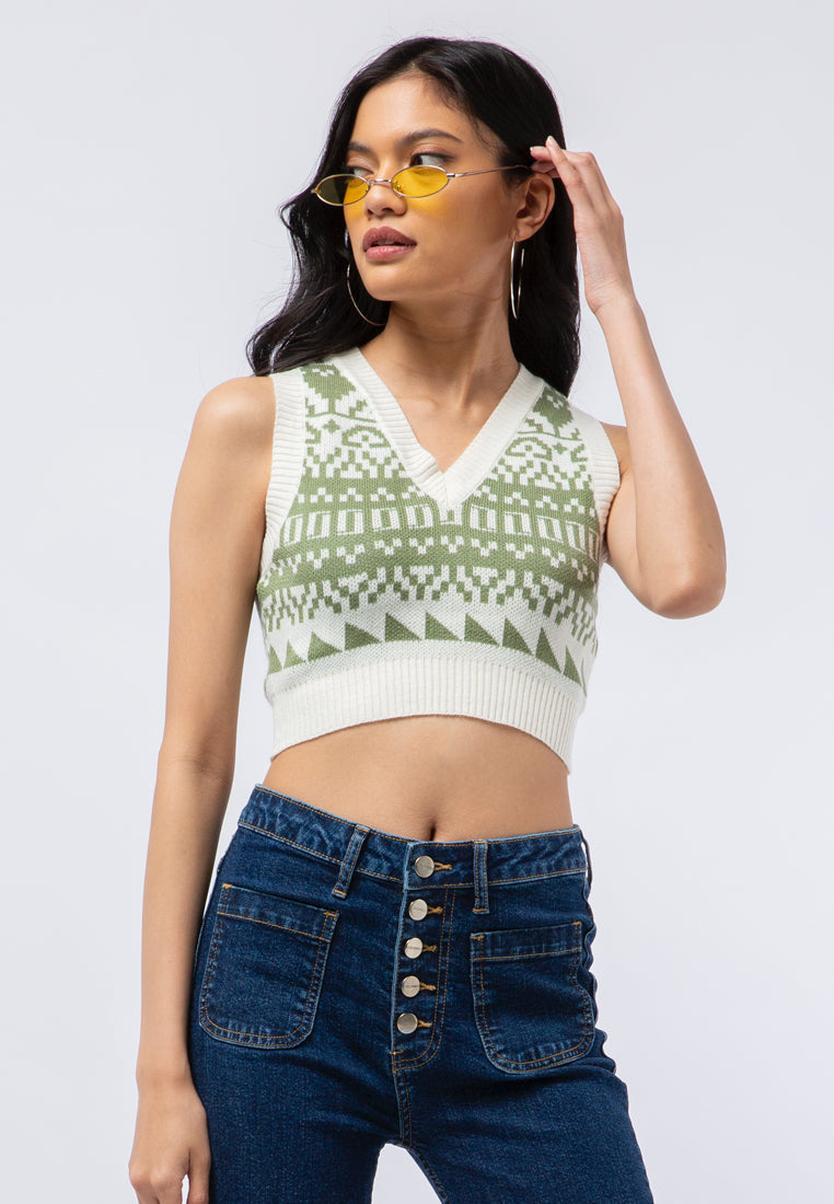 All Over Print Crop Vest