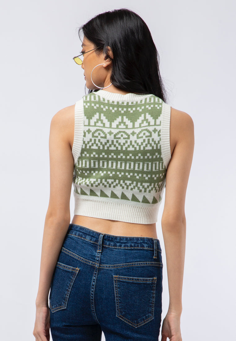 All Over Print Crop Vest