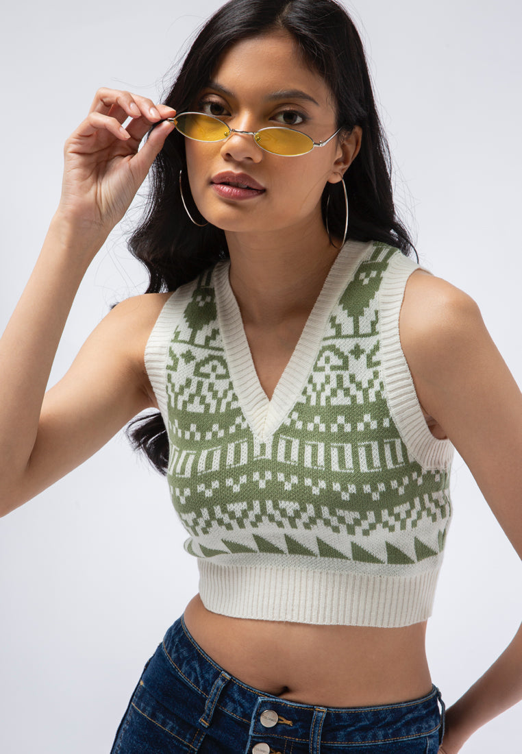 All Over Print Crop Vest
