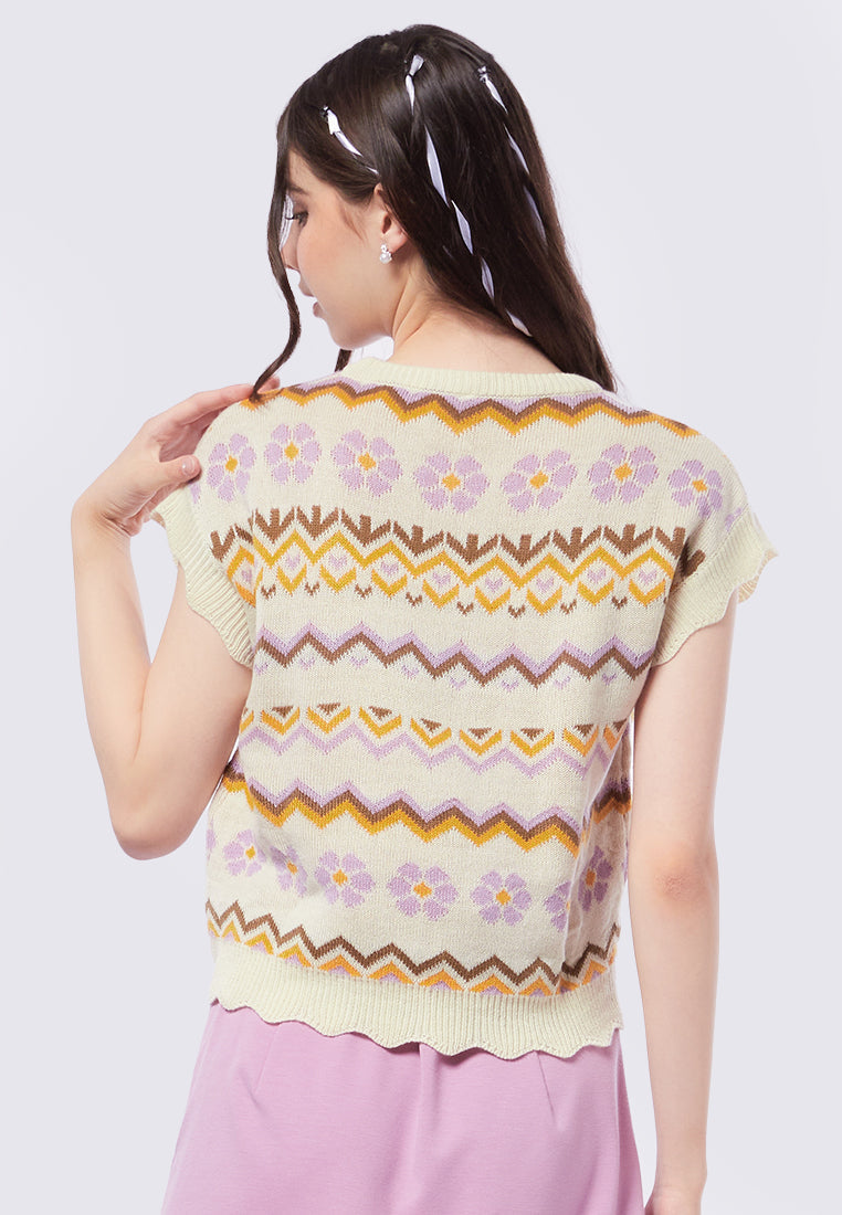 High Neck Boho Knit Top