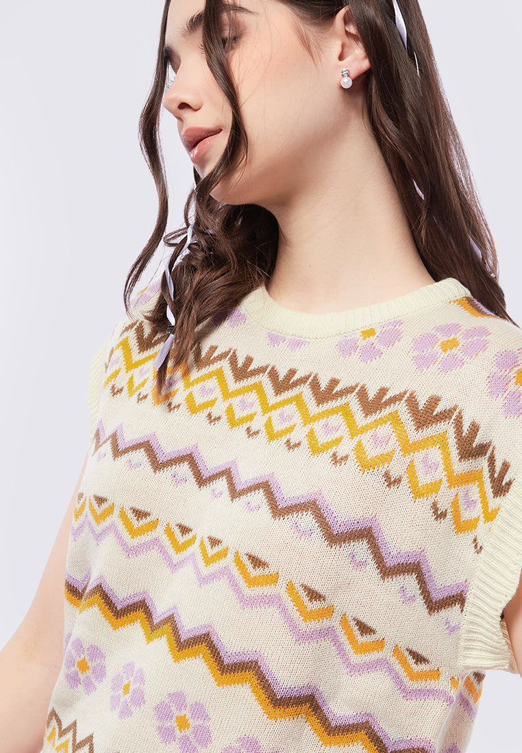 High Neck Boho Knit Top