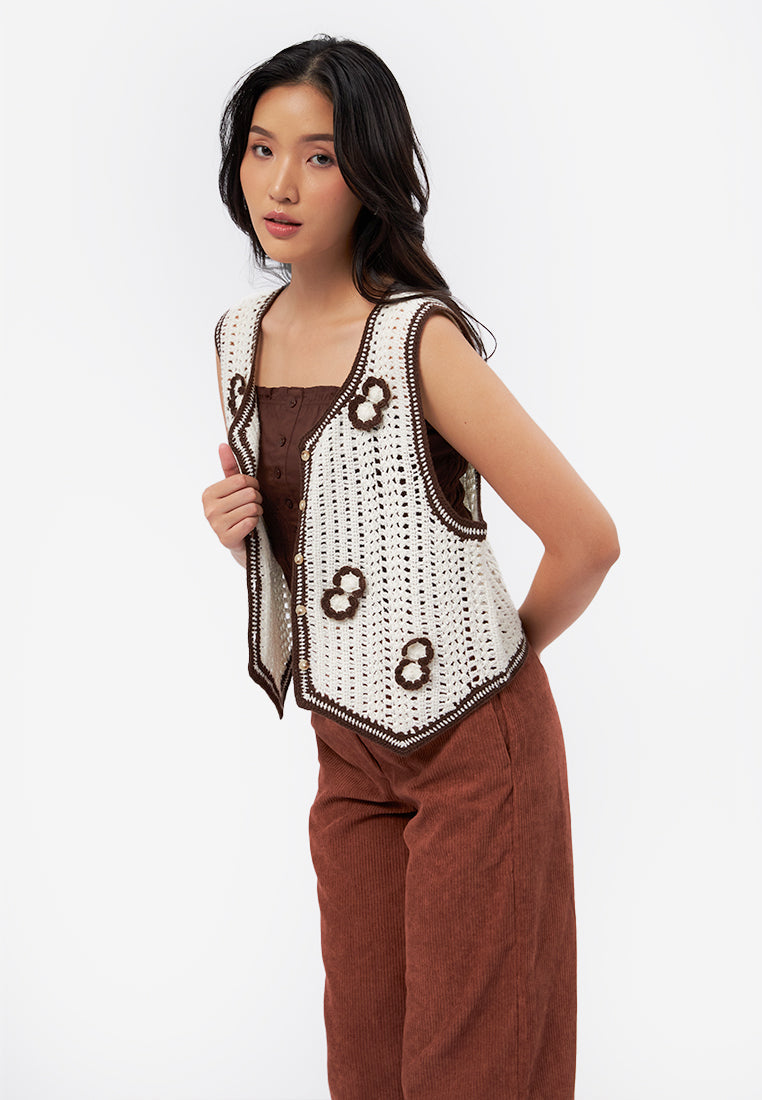 Floral Patterned Knit Vest