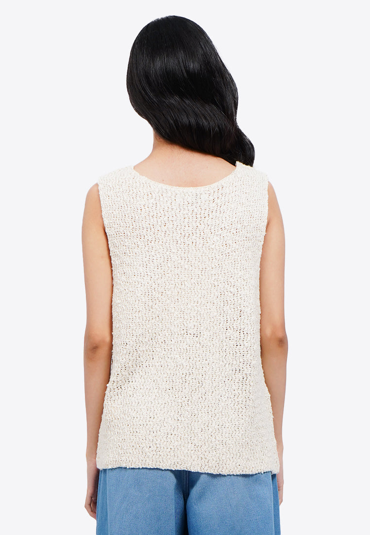 Open Front Textured Knit Vest