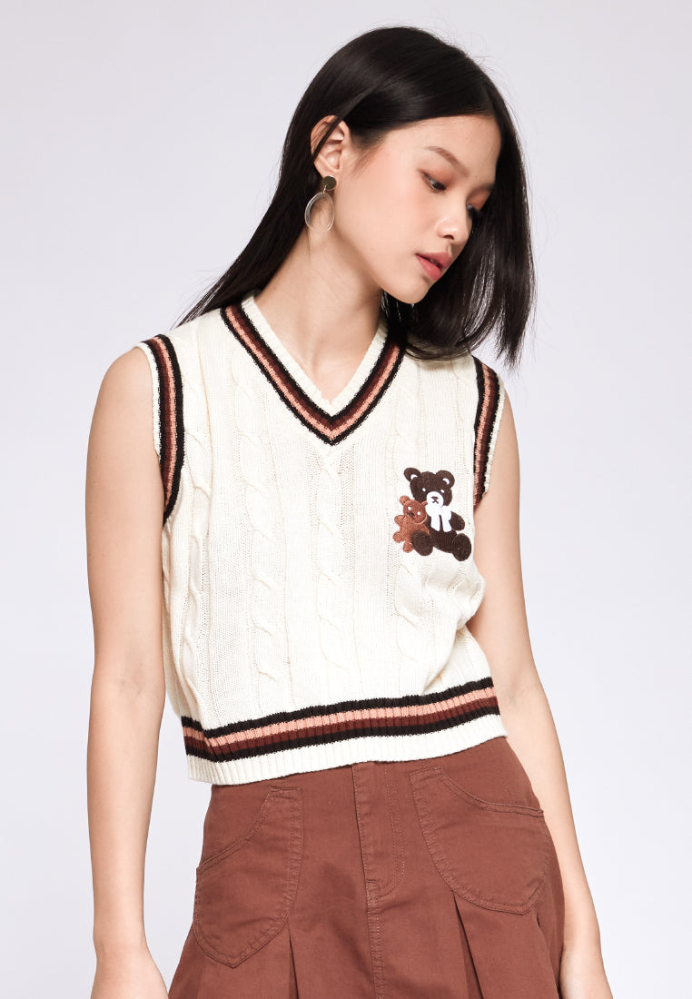 Knit Vest with Patch Details