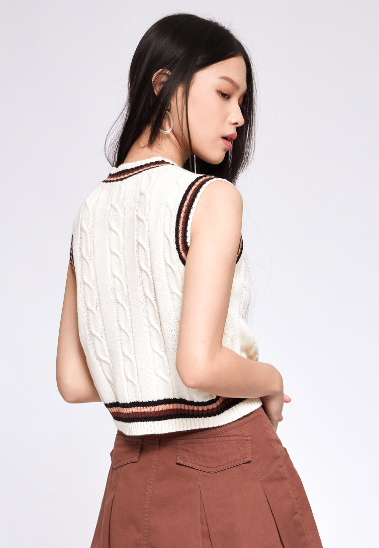 Knit Vest with Patch Details