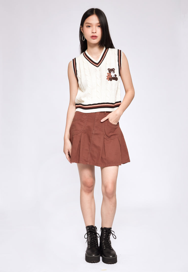 Knit Vest with Patch Details