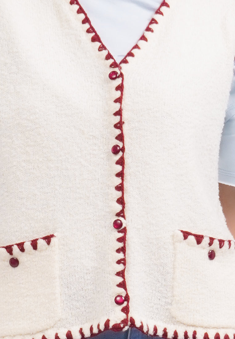 Contrast Stitch Knit Vest