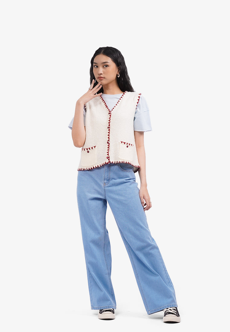 Contrast Stitch Knit Vest