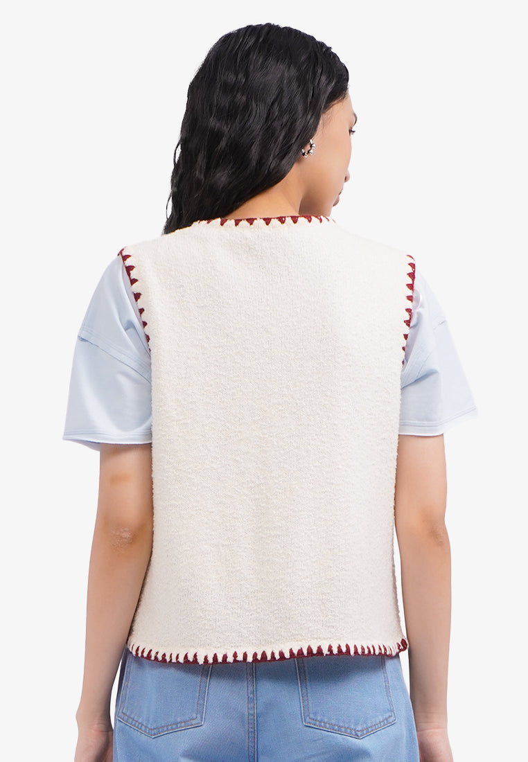 Contrast Stitch Knit Vest