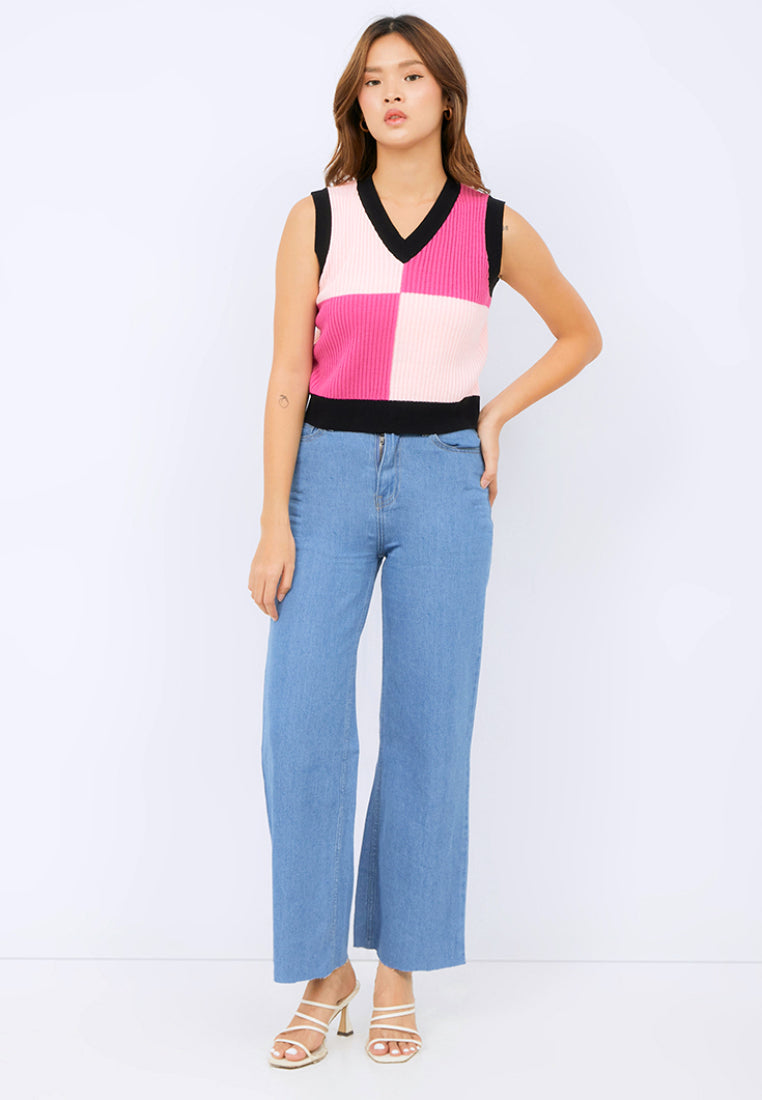 Colorblock Crop Vest