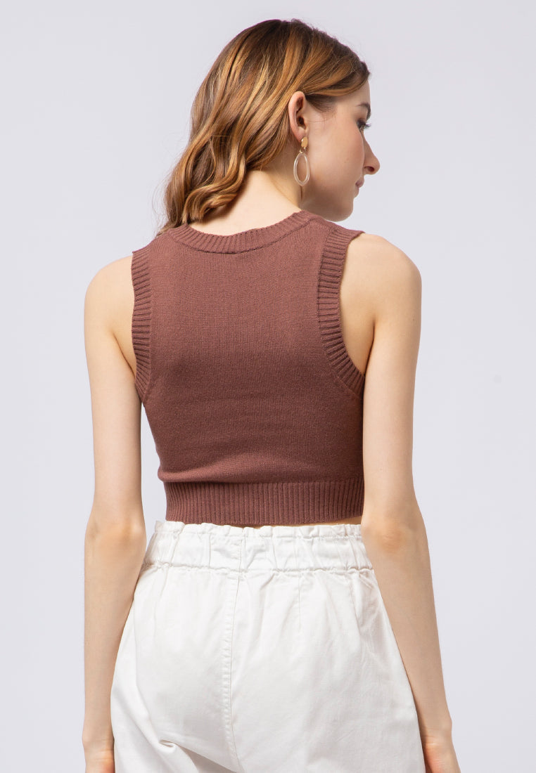 Argyle Patterned Crop Vest