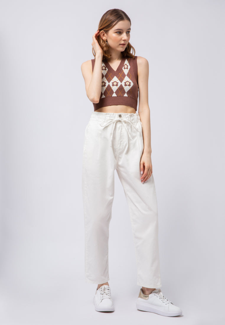 Argyle Patterned Crop Vest