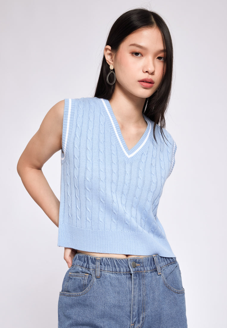 V-neck Fitted Knit Vest