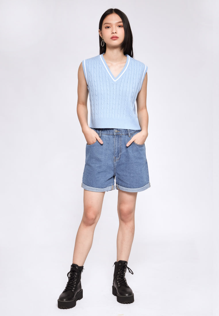 V-neck Fitted Knit Vest