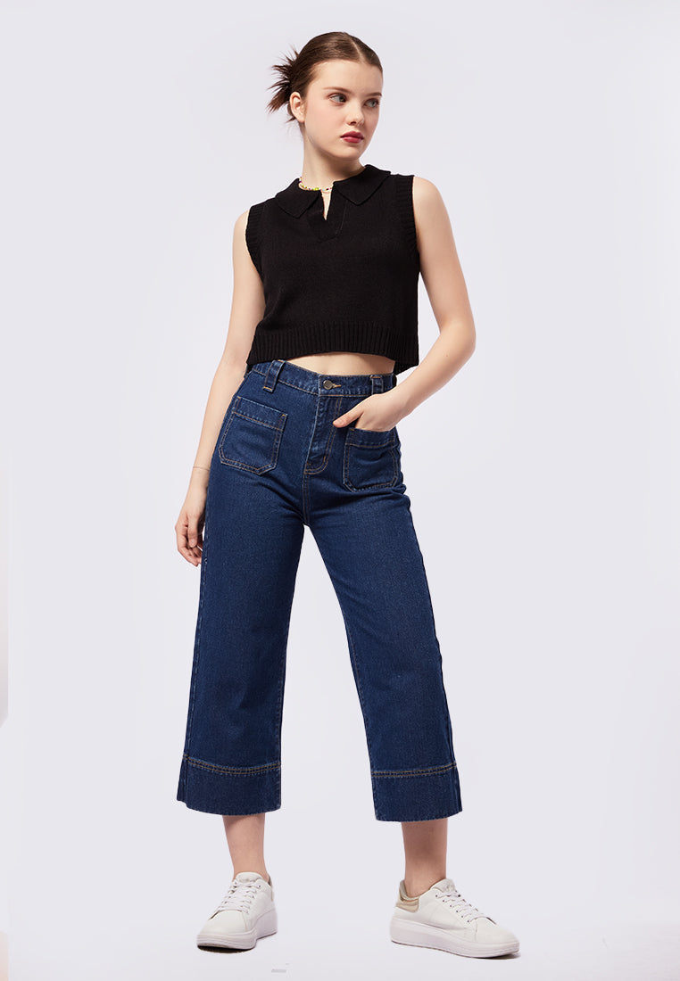 Fitted Knit Vest with Collar