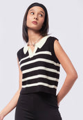 Striped Knit Polo Vest