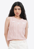 Sleeveless Knit Top with Ribbon Details