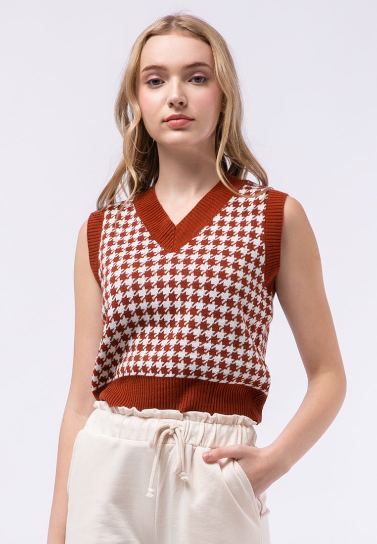 Checked Crop Vest