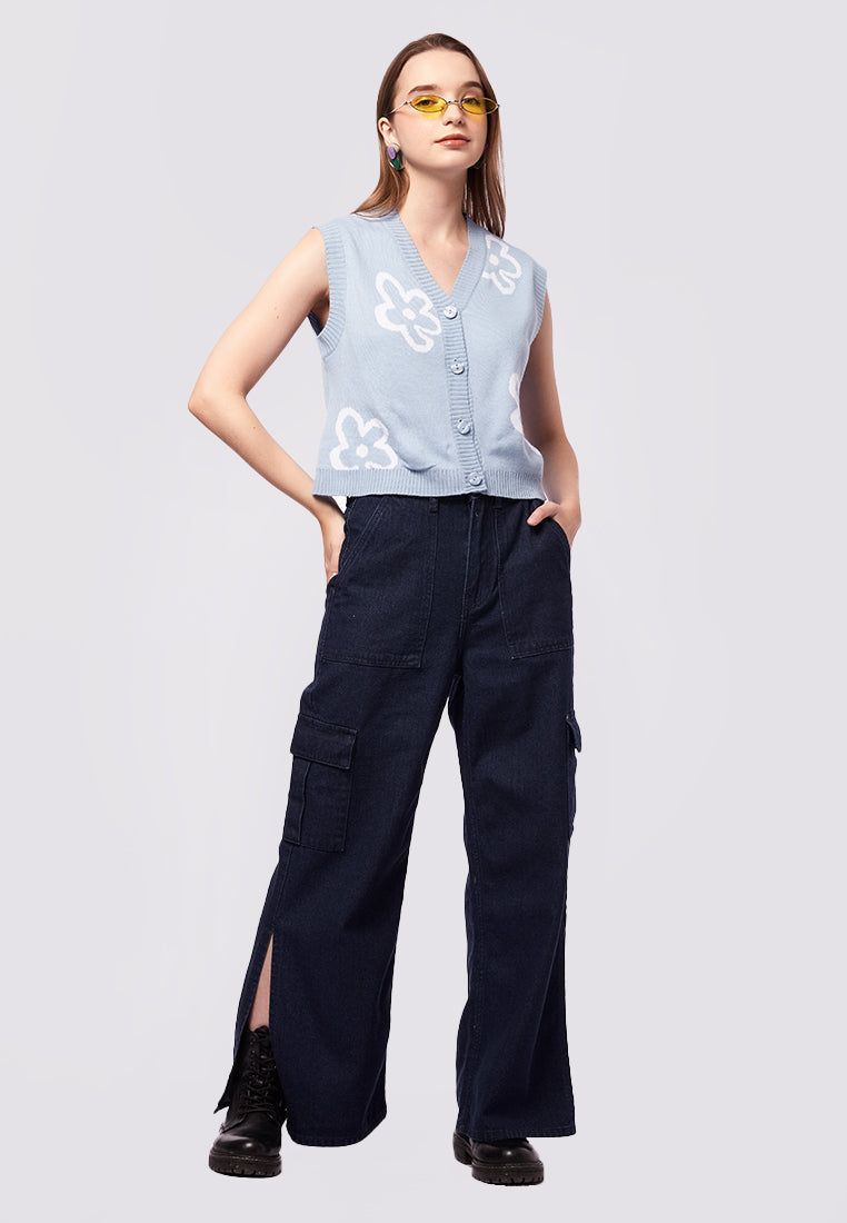 Loose Button Up Knit Vest
