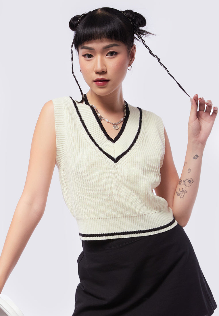Knit Vest with Contrast Rib