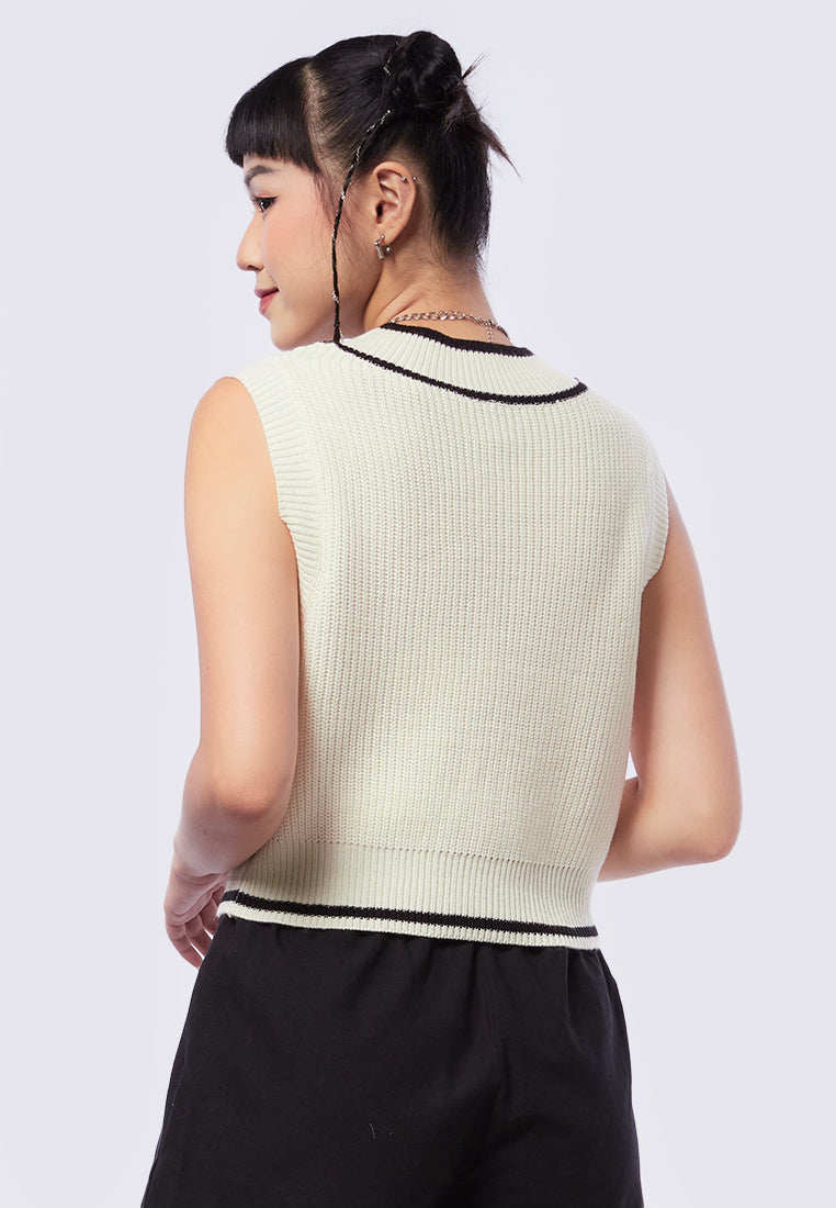 Knit Vest with Contrast Rib
