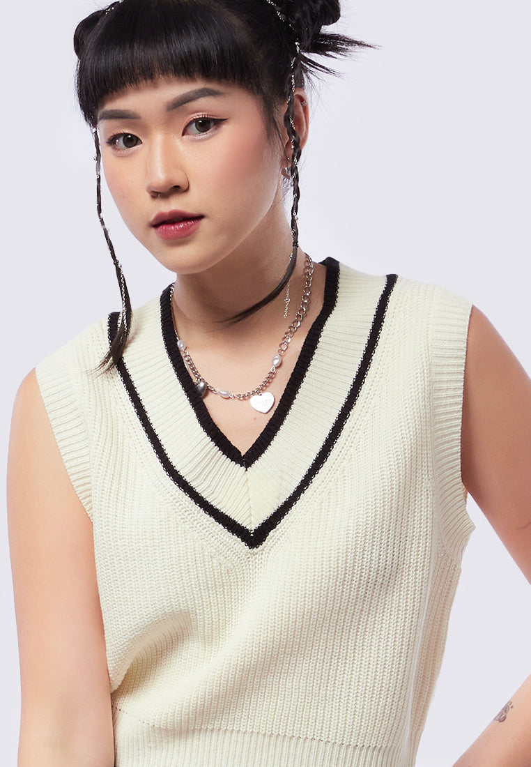 Knit Vest with Contrast Rib