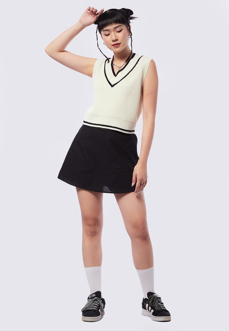 Knit Vest with Contrast Rib