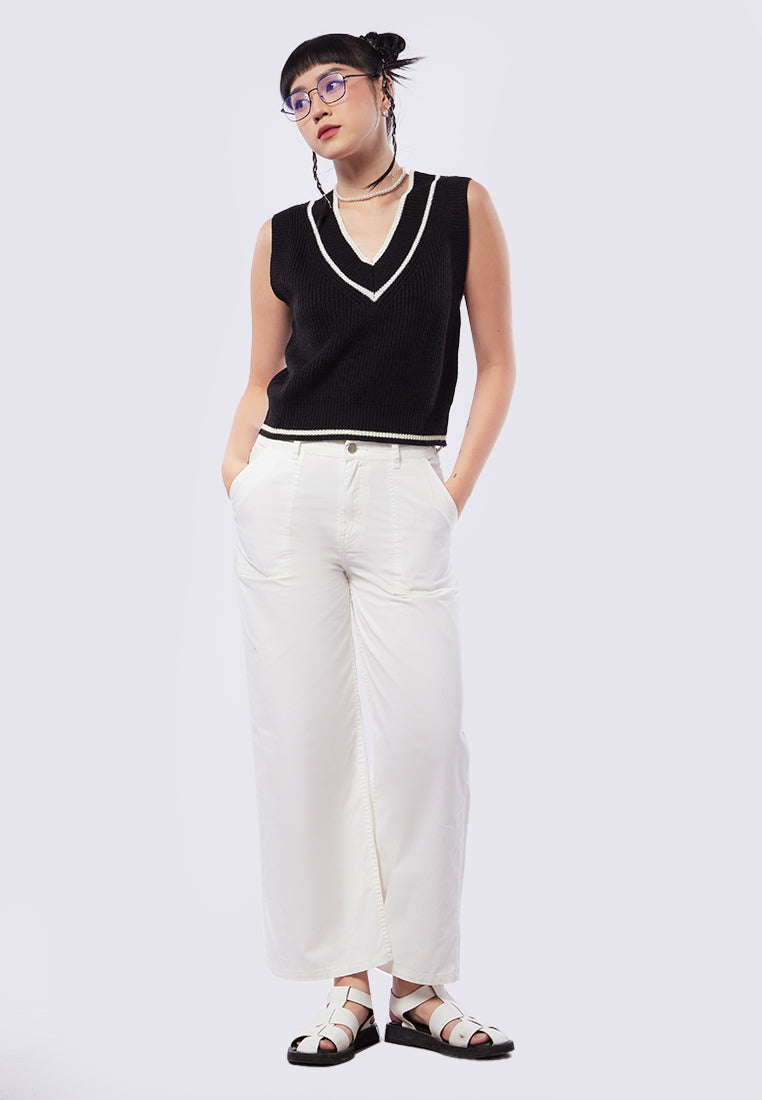 Knit Vest with Contrast Rib
