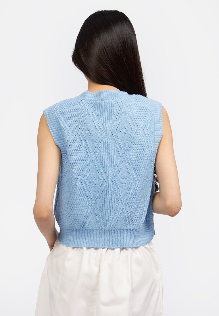 Knit Crop Vest with Bow Details