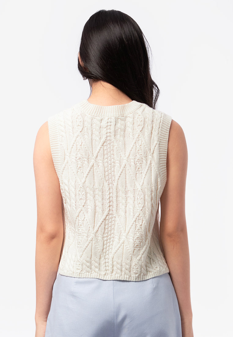 Embroidered Sleeveless Knit Top