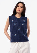 Embroidered Sleeveless Knit Top