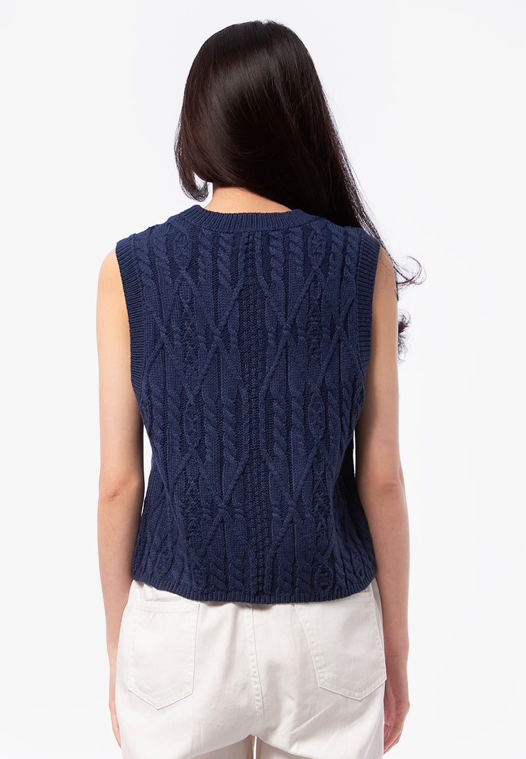 Embroidered Sleeveless Knit Top