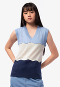 Collaged Color Knit Vest L.Blue