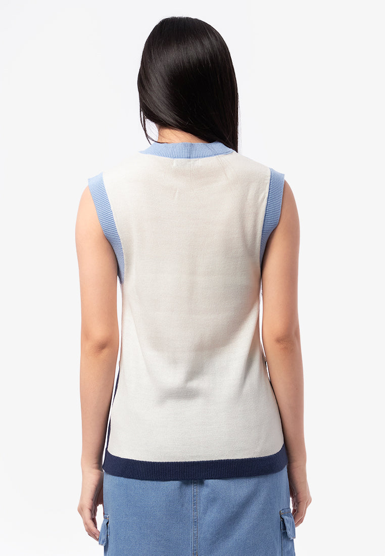 Collaged Color Knit Vest L.Blue