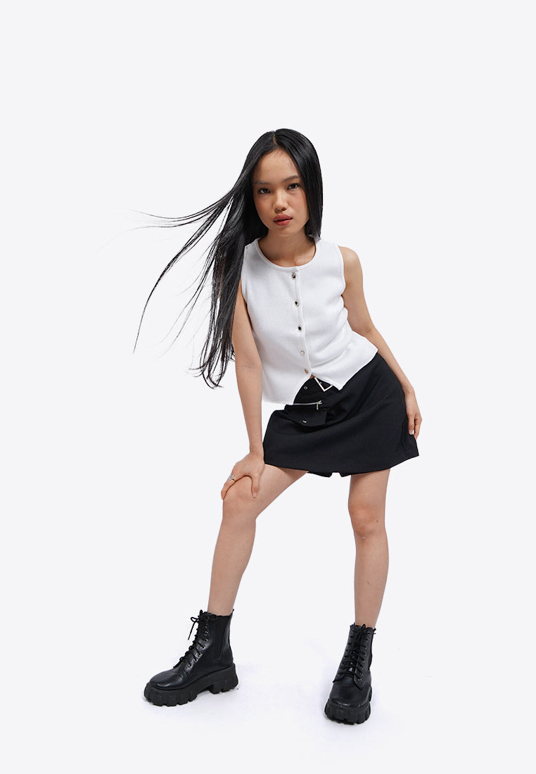 Button Up Round Neck Vest