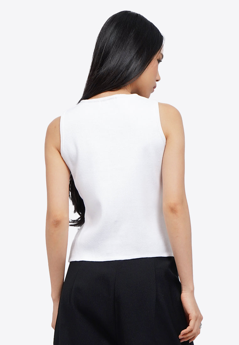 Button Up Round Neck Vest