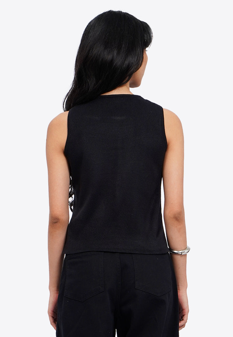 Button Up Round Neck Vest