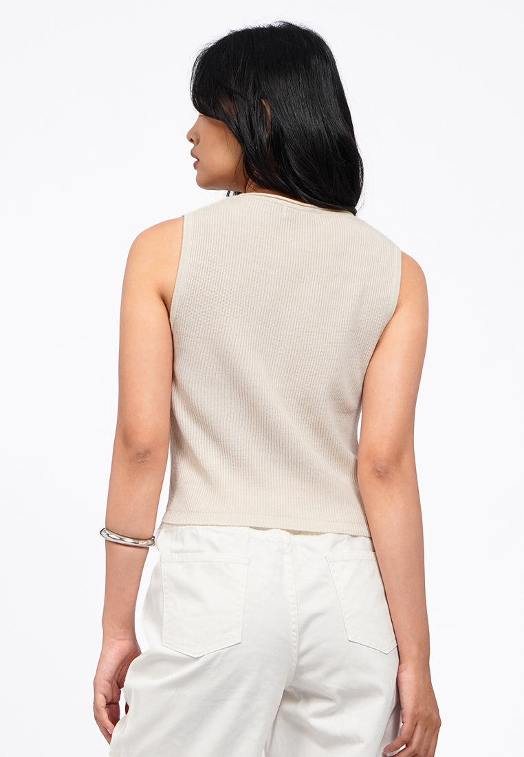 V-Neck Buttoned Knit Vest