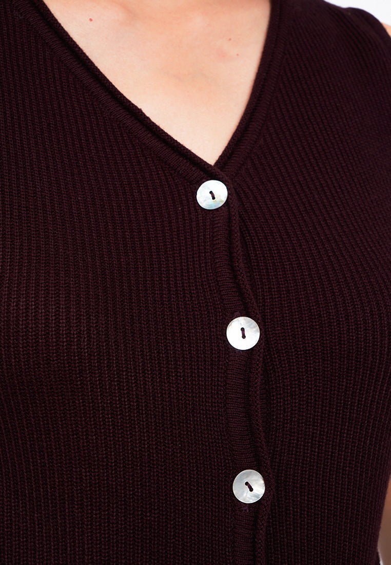 V-Neck Buttoned Knit Vest