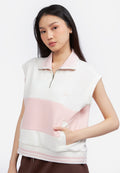Colorblock High Neck Vest Off White