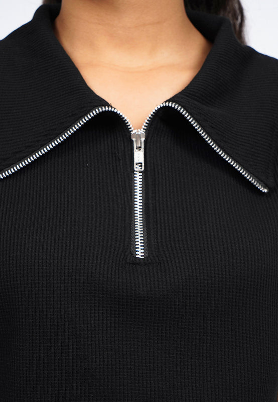 Zip Up Sleeveless Knit Top
