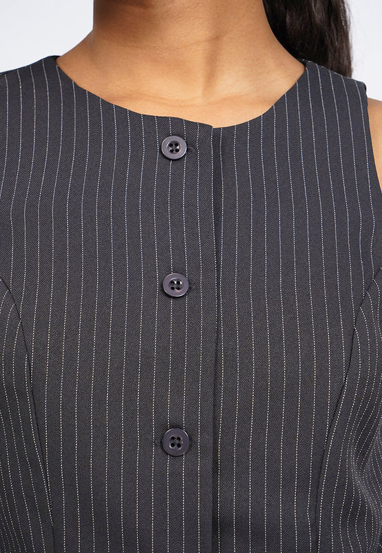 Round Neck Pinstripes Vest